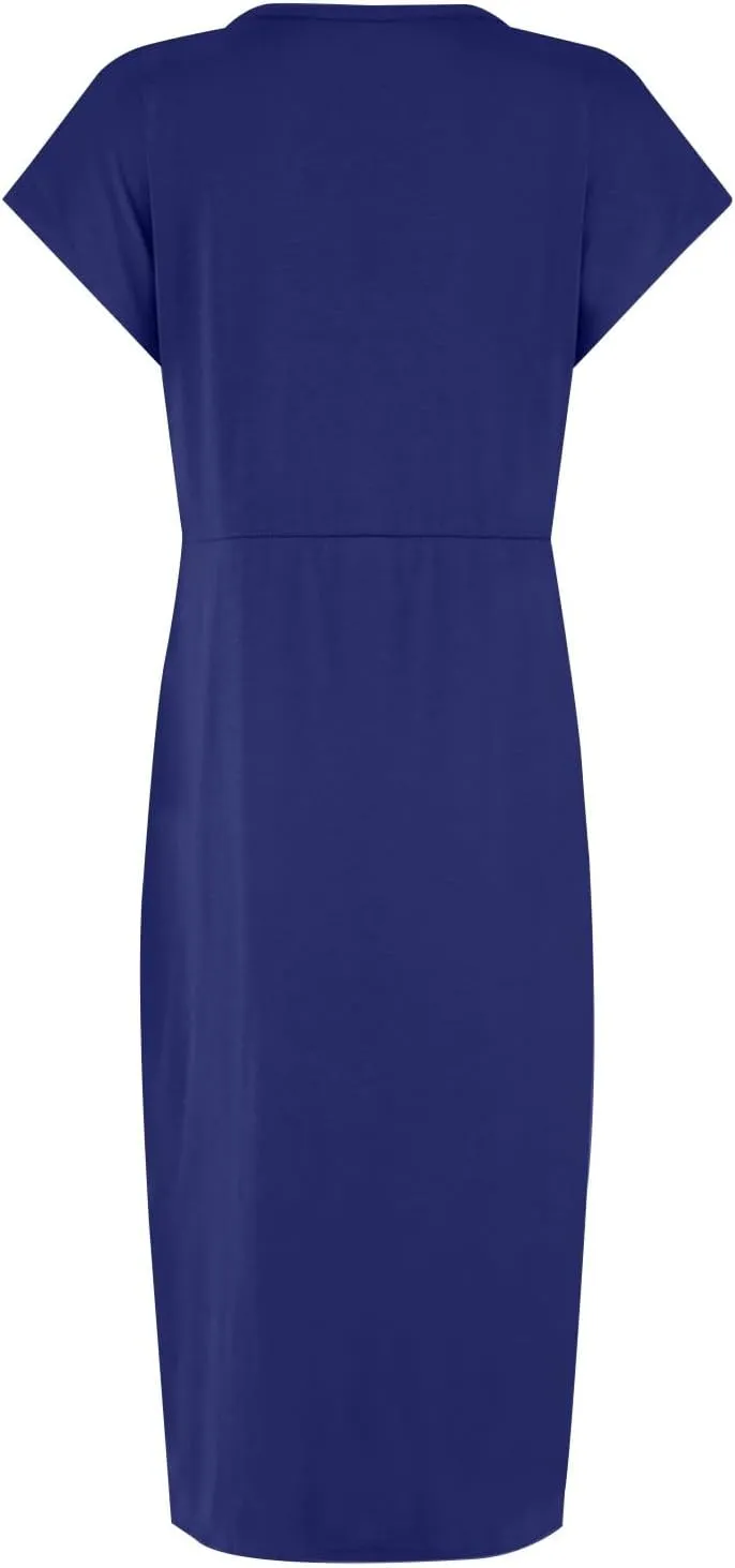Womens Summer Dresses, Crew Neck Short Sleeve Formal Dresses Ruched Elegant Evening Dresses Sexy Party Maxi Dresses