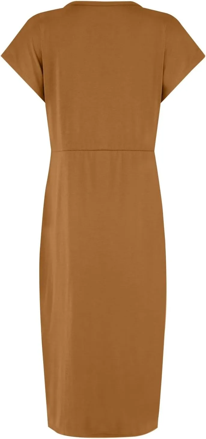 Womens Summer Dresses, Crew Neck Short Sleeve Formal Dresses Ruched Elegant Evening Dresses Sexy Party Maxi Dresses