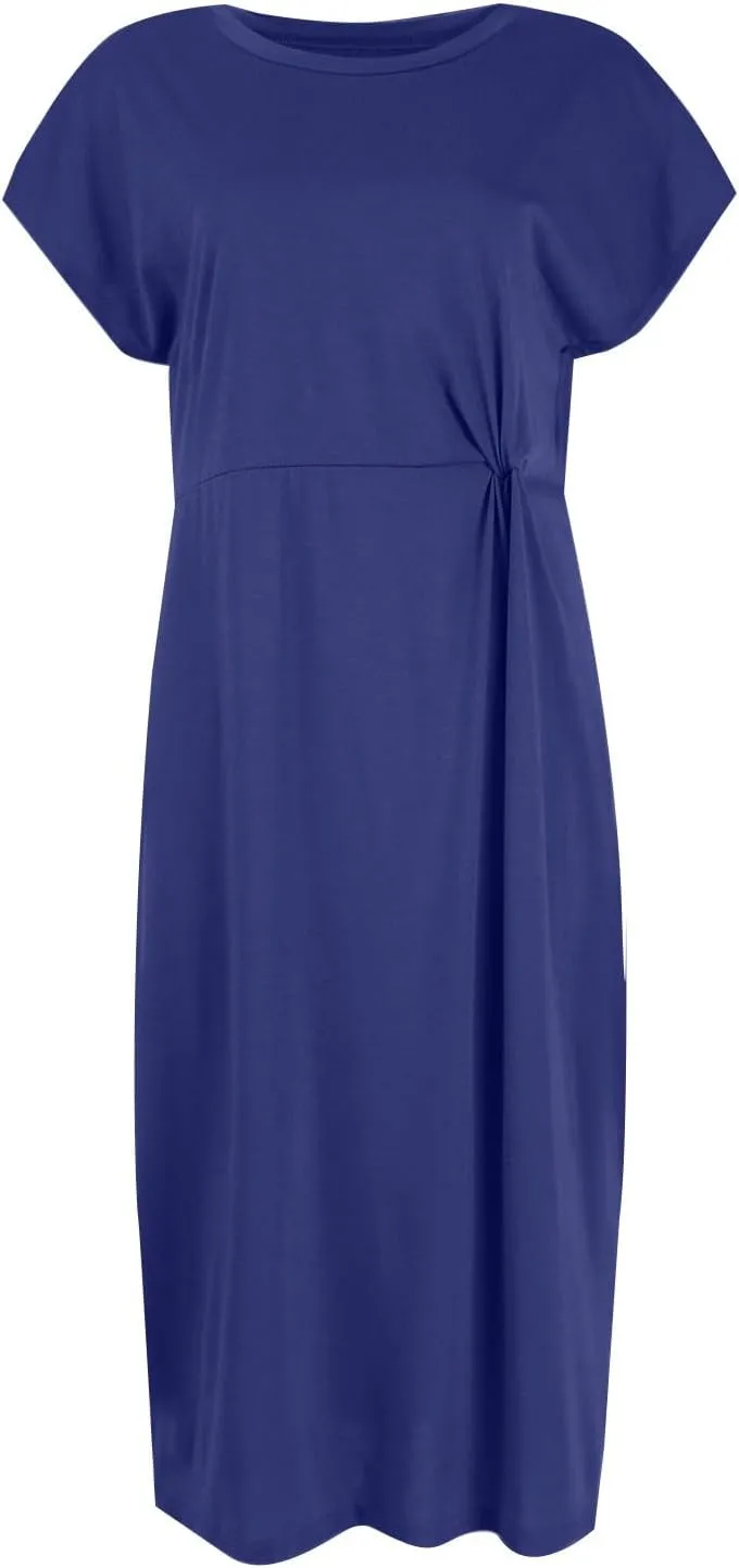 Womens Summer Dresses, Crew Neck Short Sleeve Formal Dresses Ruched Elegant Evening Dresses Sexy Party Maxi Dresses