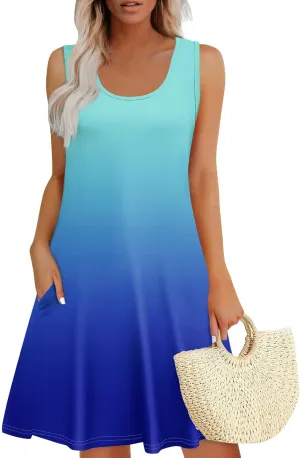 Womens Summer Dresses Sleeveless V Neck Mini Dresses Floral Print Sundresses Casual Tank Dresses Beach Cover Ups