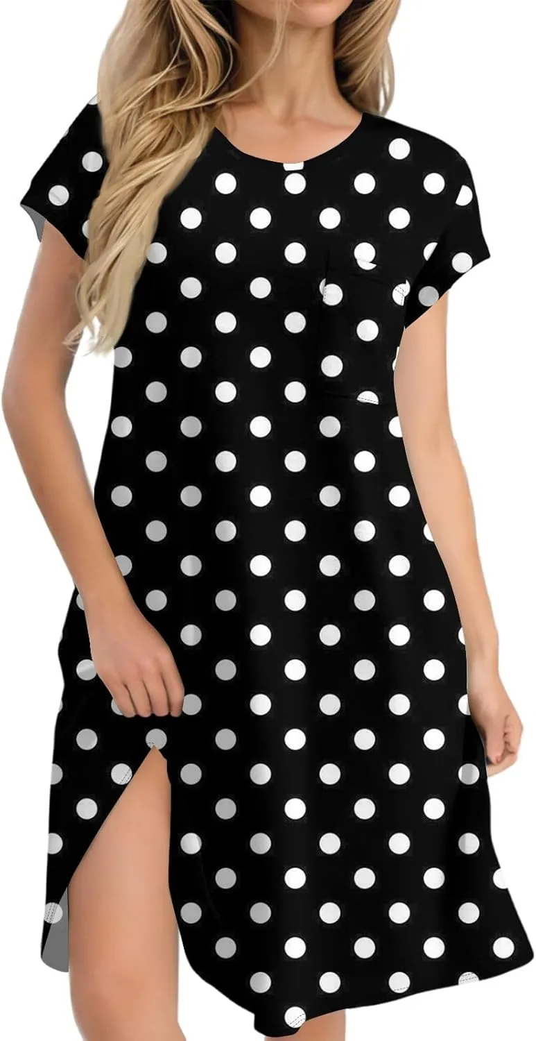 Women's Summer T Shirt Dress Casual Crewneck 2025 Short Sleeve Mini Sundress Loose Fit Mini Dresses with Pocket
