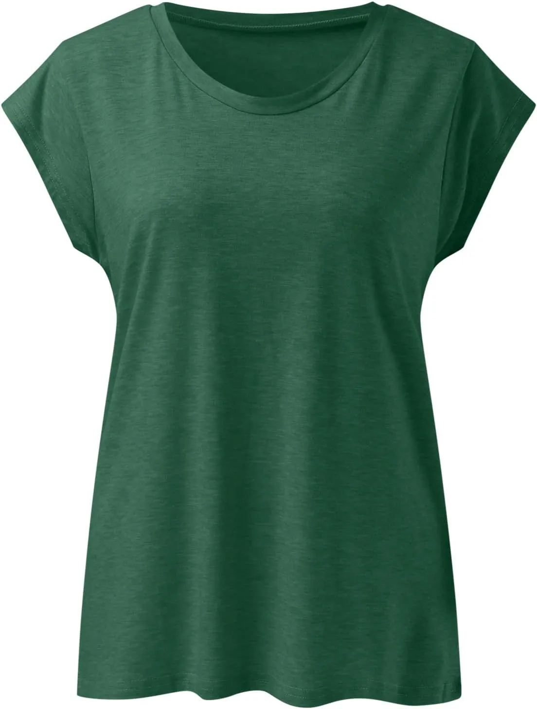 Women's Summer Tops 2025 Trendy Plus Size Cap Sleeve T Shirts Loose Fit Tank Top V Neck Solid Casual Tunic Blouse