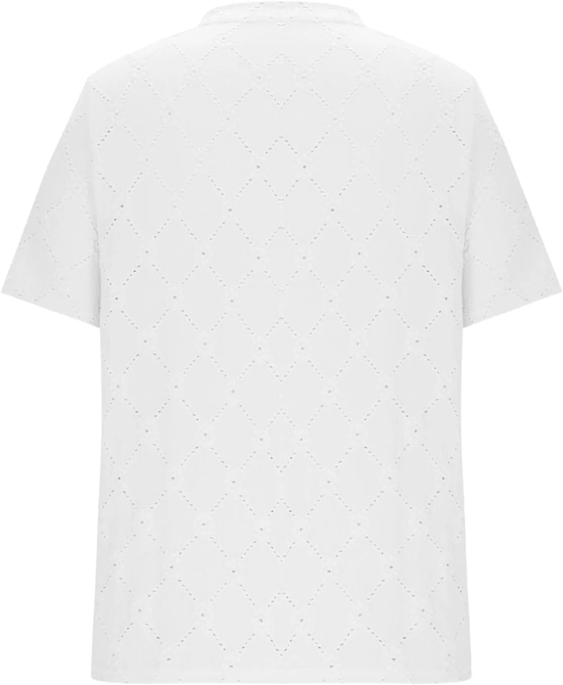 Women's Summer Tops Casual Crew Neck Short Sleeve Eyelet Embroidered Hollow Out Blouses Loose Fit Shirts