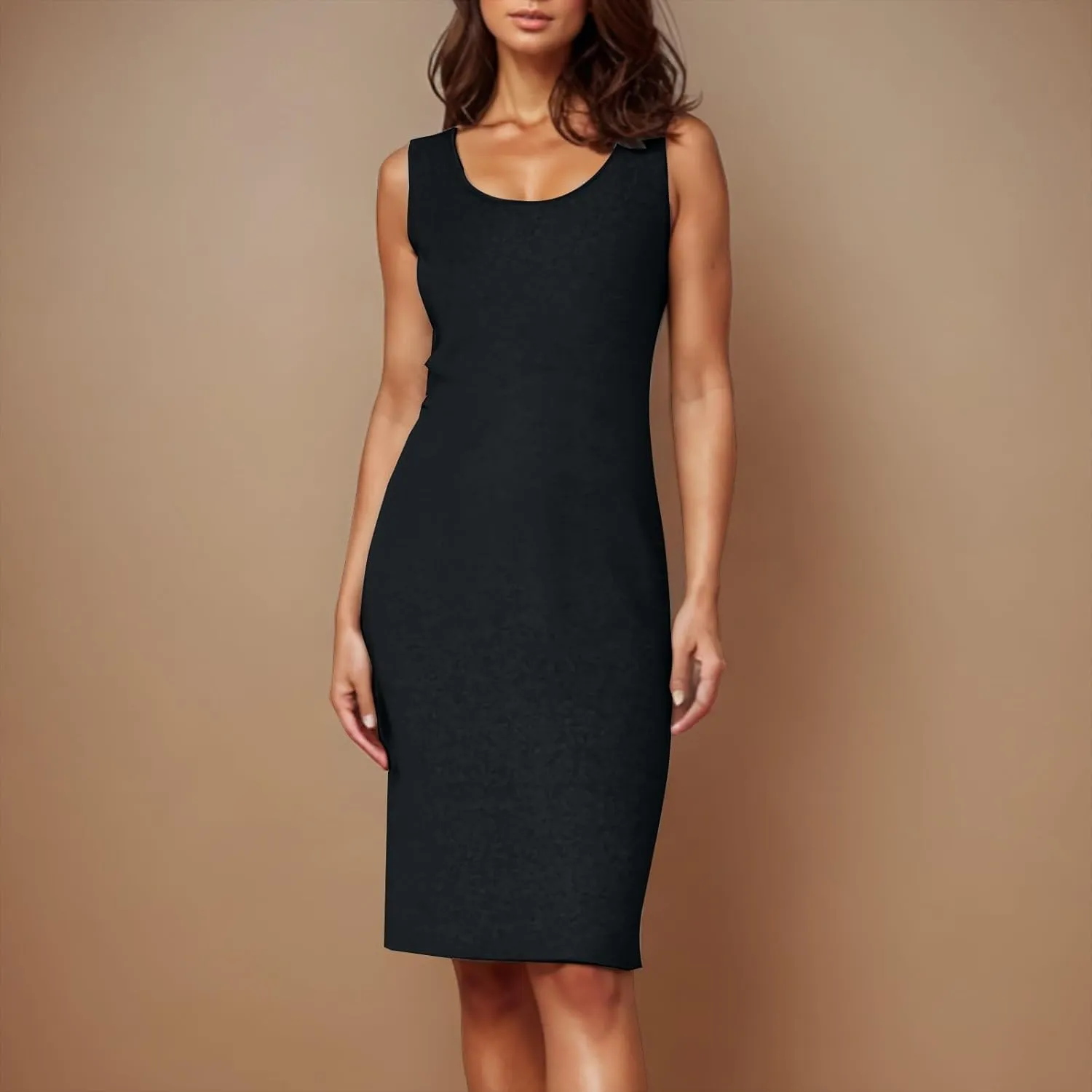 Women's Sundress Fashion Crewneck Sleeveless Slim Dresses Summer Trendy Solid Color Going Out Party Dress