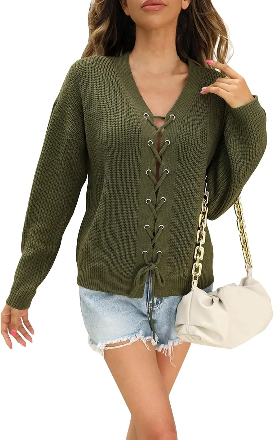 Womens Sweaters Trendy Hollow Out Long Sleeve Pullover Tops Casual Loose Crewneck Knit Solid Jumper Tops Plus Size
