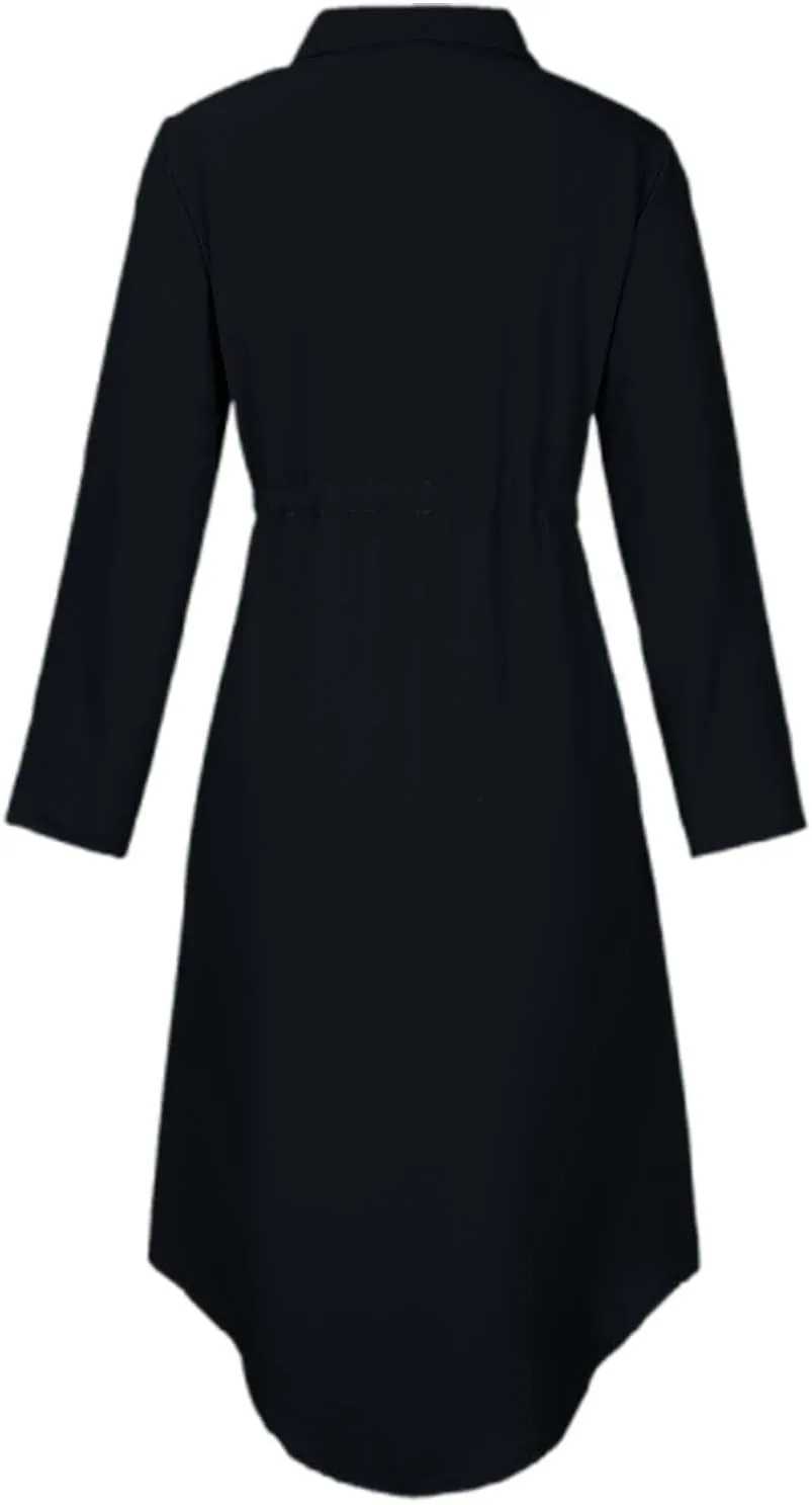 Work Dresses for Women 2025 Fitted Holiday Button Down Long Sleeve Tie Waist Tshirt Dress Boho Spring Break Outfit Women