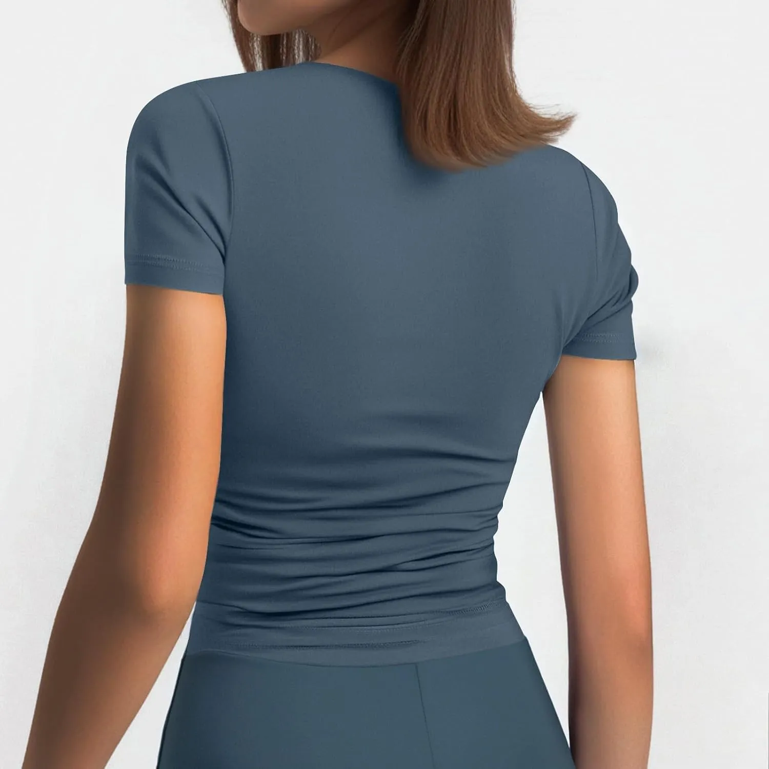 Workout Tops for Women V Neck Going Out Crop Tops Short Sleeve Slim Fit Casual Basic Compression Shirts