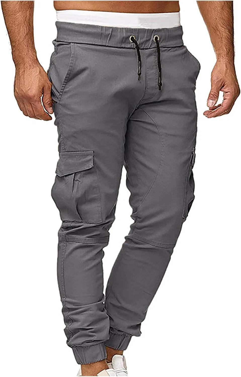 XUNRYAN Cargo Pants Men with Multi Pockets Casual Sweatpants Drawstring Joggers Outdoor Hiking Fishing Pants Activewear