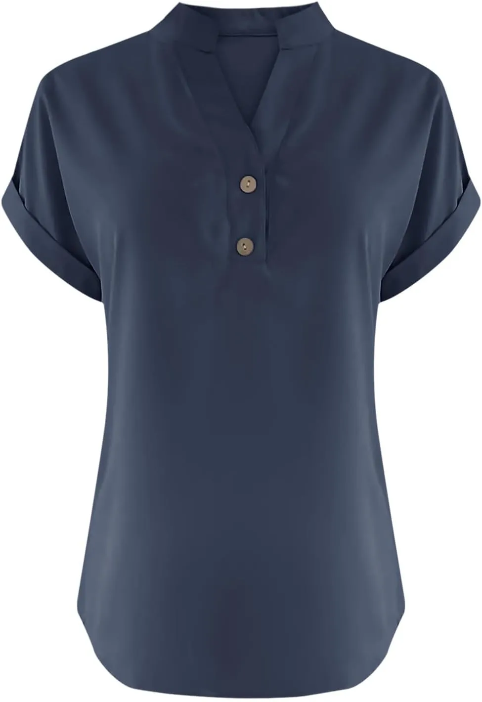 yardsong V Neck Tops for Women Cotton Linen Button Up Short Sleeve Shirts Summer Casual Loose Fit Beach Blouses Tees