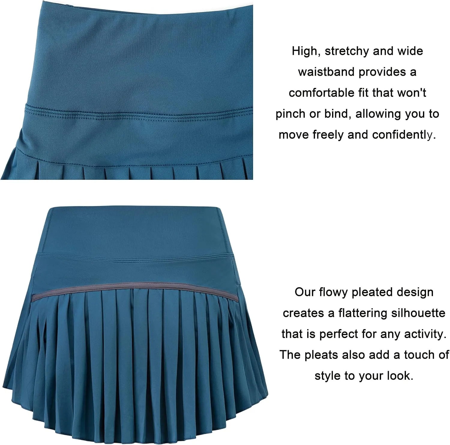 Yknktstc 2 Piece Tennis Skirt for Women with Pockets High Waist Athletic Shorts Pleated Sports Golf Skorts