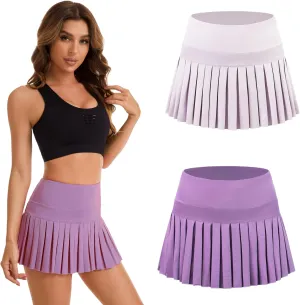 Yknktstc 2 Piece Tennis Skirt for Women with Pockets High Waist Athletic Shorts Pleated Sports Golf Skorts