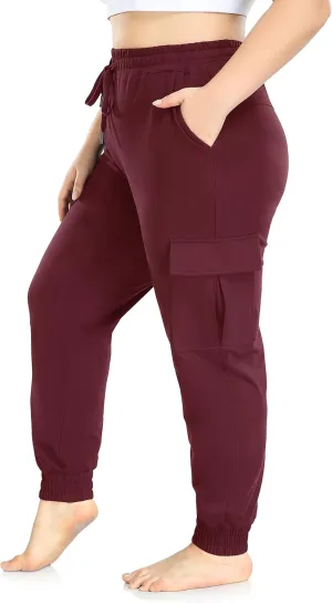 ZERDOCEAN Women's Plus Size Cargo Sweatpants Active Workout Casual Sweat Pants Joggers Pants Pockets Drawstring