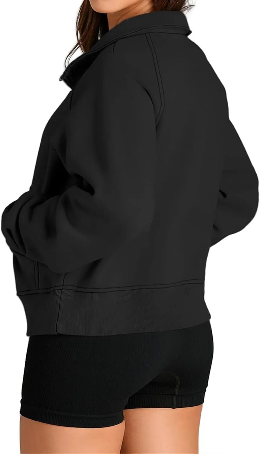 ZWRXW Womens Oversized Half Zip Sweatshirts Long Sleeve Stand Collared Solid Pullover Fall Fashion Fleece Outfits with Pocket